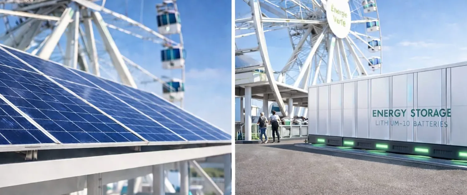 grande roue à paneaux solaires marche de noel en suisse